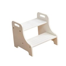 Image of Wooden Step Stool Heavy Duty 2 Step Stool with Safety Non Slip Pads and Handles
