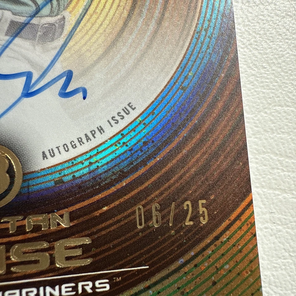 2022 Bowman Inception Jonatan Clase Prospect Auto Orange Foil /25 Mariners PA-JC - Image 2 of 4