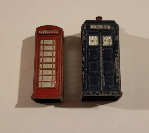Lot x2 vintage Dinky Toys 12c telephone & 42a Police tardis box diecast model
