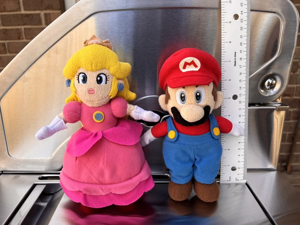 Peluche suave RARO Super Mario Party 5 2003 Mario & Princess Peach Sanei Hudson Foto 2 de 4