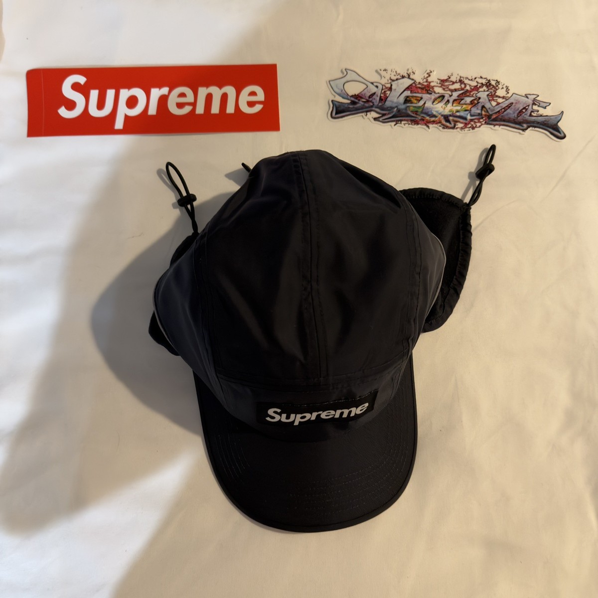 Supreme Polartec Earflap Camp Cap Black Men Fall Winter One Size