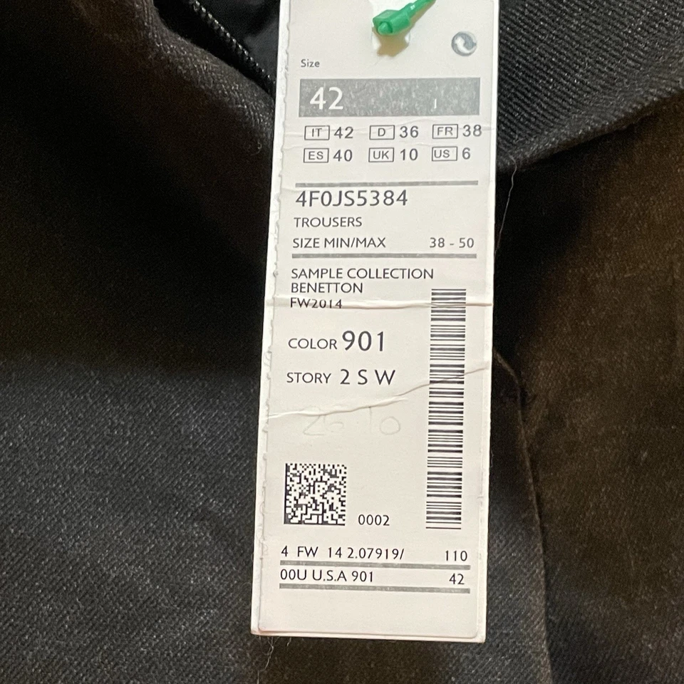 BENETTON черный образец коллекции женщин брюки размер 6 новый с Ярлыками - Изображение 3 из 4