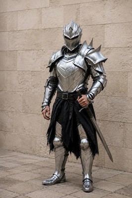 Dark Fantasy Knight Armor Medieval Warrior Costume Silver Steel Cosplay Armor 