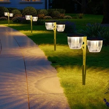 Solar Pathway Lights Outdoor, Dual Head Pathway Lights, Brighter 500 lumens w...
