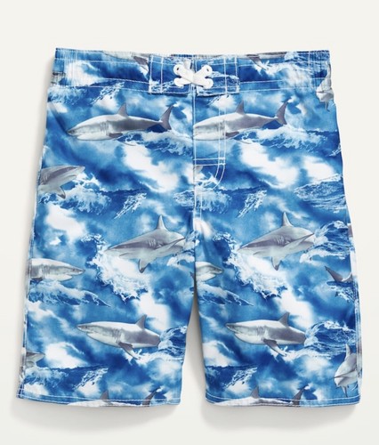 Old Navy Kids Boys Size Medium (8) Board Shorts .. Sharks $25 .. Swimming Trunks