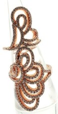 Vermeil Sterling 925 Rose Gold Tone Openwork CZ Pave 2pc Set Cocktail Ring Sz 7