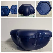 Tupperware Large Chip & Dip and Lazy Susan Carousel Serving Tray Blue Color. 