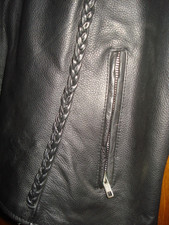 Unik Premium Black Leather Braided Dress Jacket W/zip In Liner Sz Xxxl