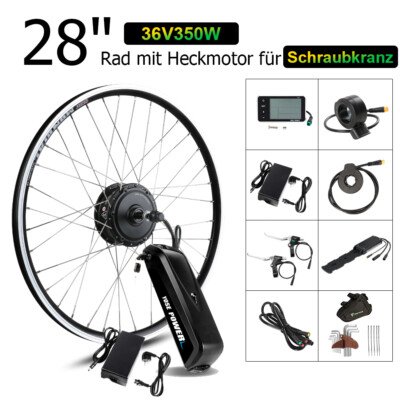 YOSE POWER E-bike Umbausatz 28" 350 Heckmotor Schraubritzel & 36V 13AH Akku