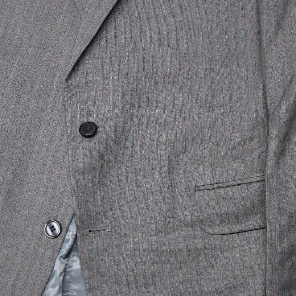 De Colección 44L 34x32 Espiga Rayas Lana Franela 3 Piezas Chaleco Chaqueta Pantalones Traje Foto 3 de 4