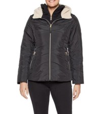 Womens Plus 3x D.e.t.a.i.l.s Sherpa Lined Hood Quilted Puffer Coat Zipper $110