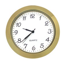 Replacement Miniature Clock Insert With Battery Gold Metal Bezel Arabic Numerals
