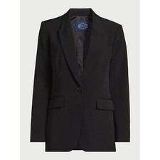 Scoop Ultimate Crepe One Button Suit Blazer Women's Black Polyester Solid S 4-6
