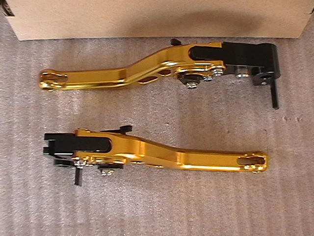 JUEGO DE PALANCA CORTA DE CARRERAS KAWASAKI ZX6R ZX10R Z750R ZX1000 SX Z1000 DORADO/NEGRO Foto 2 de 4