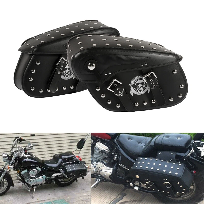 2pc Black Motorcycle Side Saddle Bags For Harley Fatboy Heritage