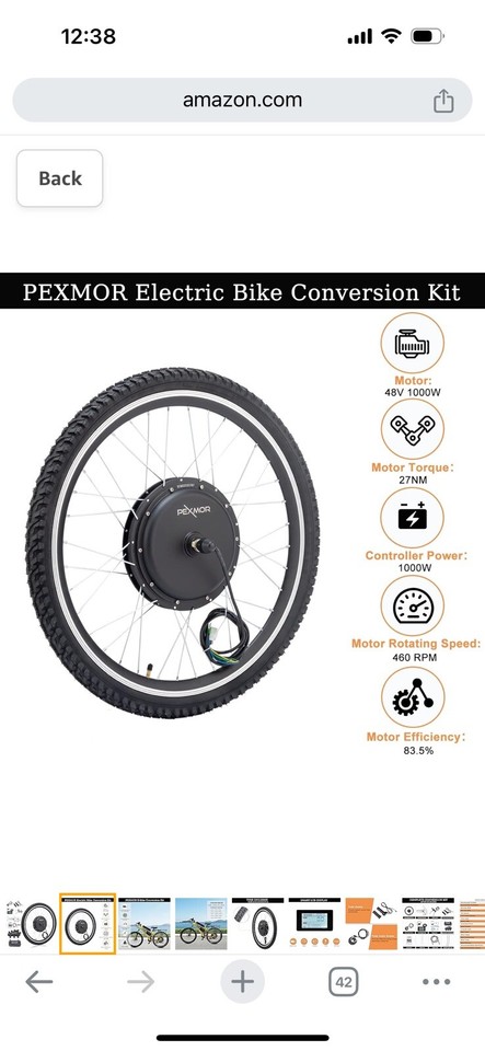 PEXMOR Electric Bike Conversion Kit, 48V 1000W /1500W 26