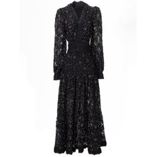 Floral Lantern Long Sleeve Dress Women's V-neck Slim Fit Party Ball Gown A-line