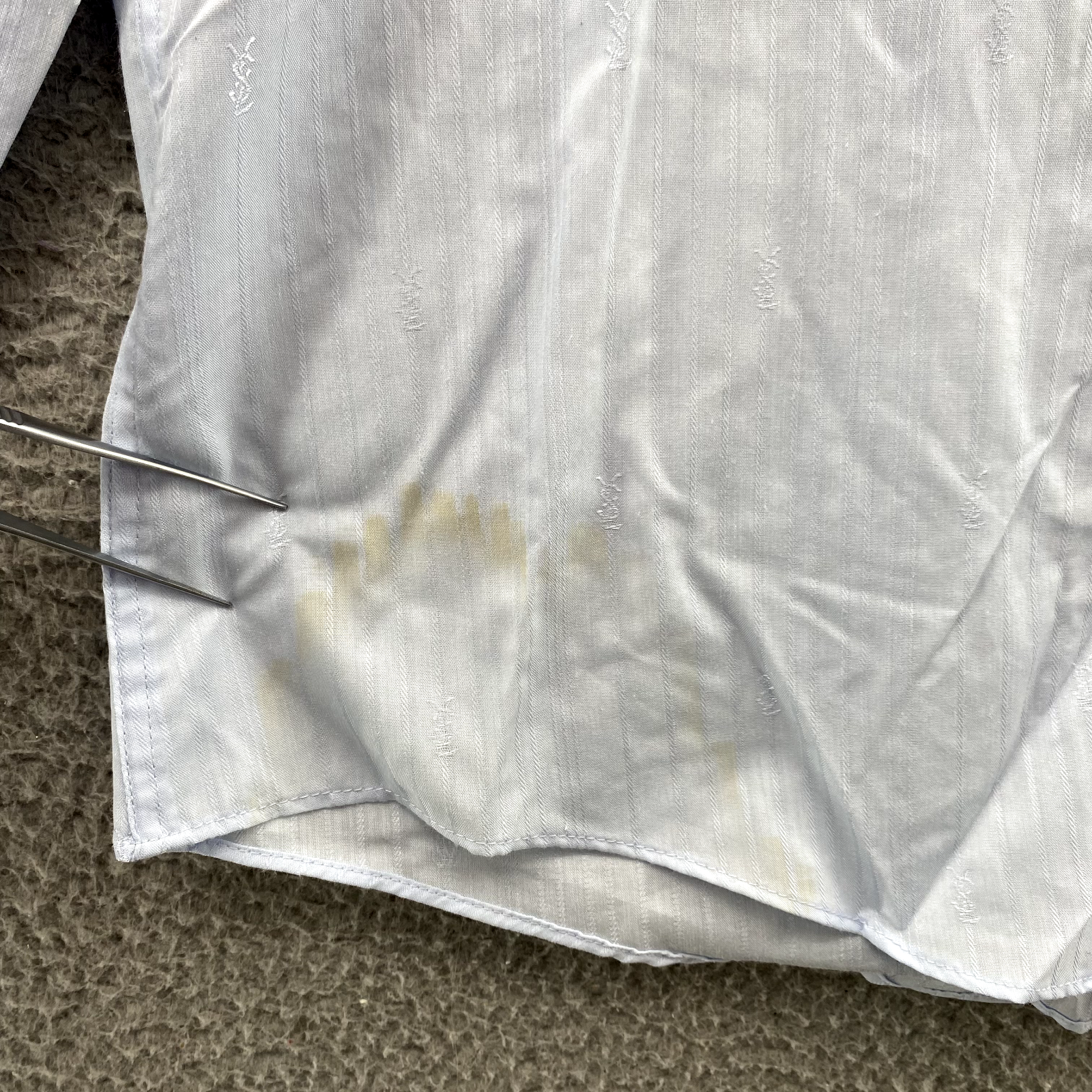 Camicia elegante Yves Saint Laurent uomo 16 (32 33) blu chiaro tessuto misto cotone