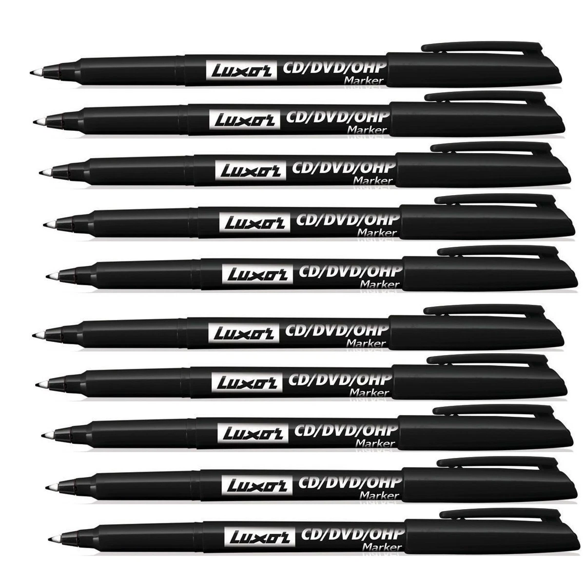 10 x FINE TIP Permanent Marker Pens BLACK CD DVD Pens Marker