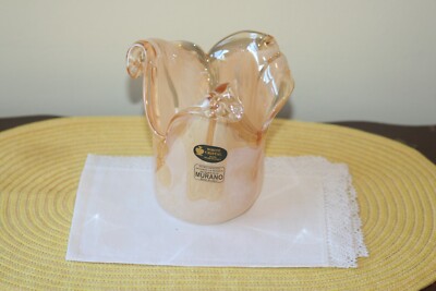 BEAUTIFUL MURANO FREE ART WHITE CRYSTAL HANDMADE VASE IN ITALY