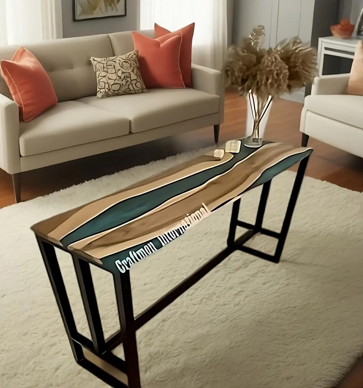 Green Epoxy table top, made to order table, home decor Furniture, coffee table