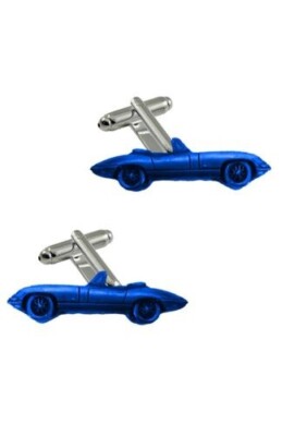 ref102 Sports Car E Type Roadster  3D Blue car Cuffs  Cufflinks Wedding Occasion