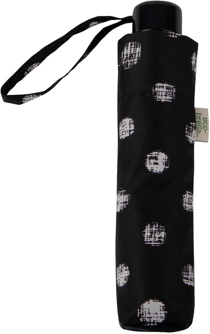 totes ECO-BRELLA® B&W Stitched Dots Umbrella (3 Section) **GENUINE**