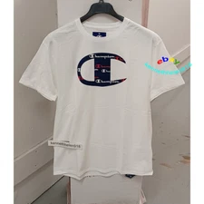 CHAMPION BIG C LOGO CLASSIC JERSEY RINGER TEE WHITE MENS SIZE LARGE