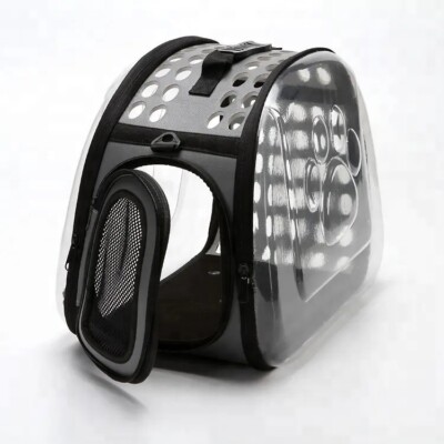 Pet Carrier, Foldable Outgoing portable pet carrier Clear Black