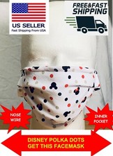 DISNEY DOTS Adult Child Kids Cotton Face Mask Covering Pocket  Nose Wire