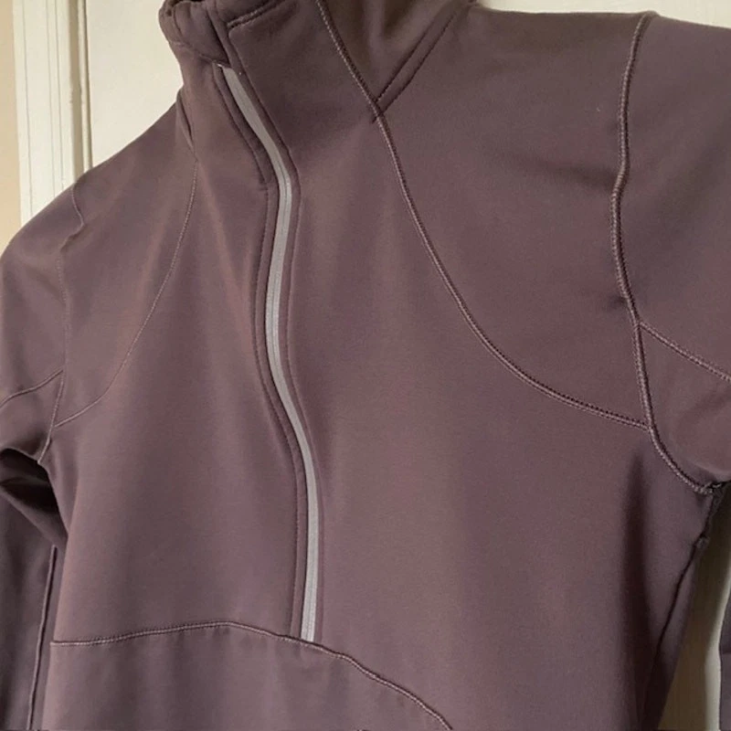 Pullover Calia 1/4 Cremallera Marrón con Detalles Reflectantes Plateados Elastizado Para Mujer M LEER Foto 4 de 4