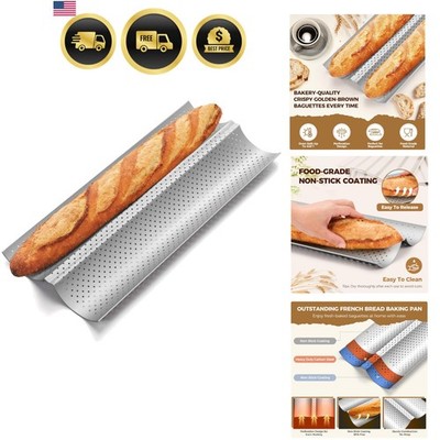 Baguette Bread Pan,  Nonstick Perforated French Bread Baking Pan, 2 Loaves Ba...