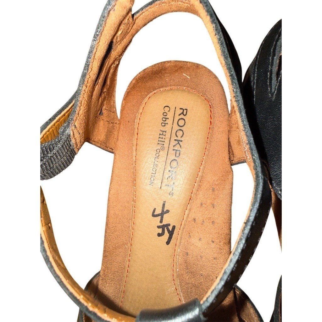Rockport Aubrey Women's Sandals Black T-Strap Block Heel Size 8.5 M Rockport View 3