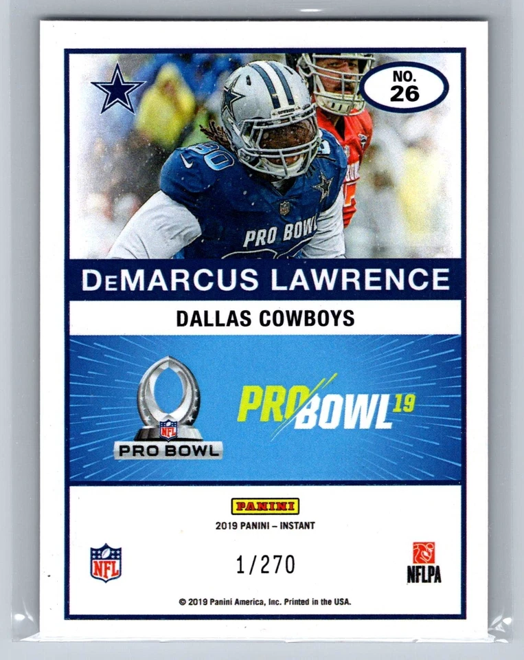 2019 Panini Instant NFL 2019 Probowl Score /270 DeMarcus Lawrence #26 - Image 2 of 2