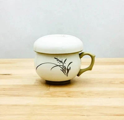 tasse à thé/tisane en céramique blc/taupe avec infuseur 8,5 x 10 cm env - Photo 1/4