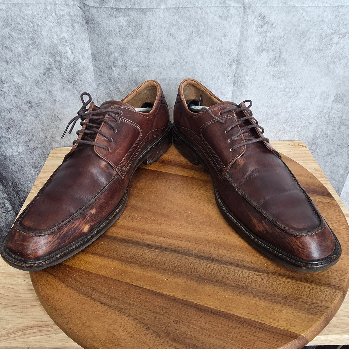 Ecco Windsor Oxford Shoes Mens EU 47 US 13 / 13.5 Brown Leather Comfort Derby Ecco Brown Leather Lace Tie Almond Toe Derby 47 US 13.5 Wide  main image 4