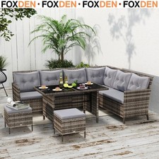 8 Seater Patio wicker Sofa Set ,Outdoor Couch with Table & Cushions, Grey
