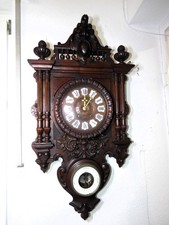 5B213 Riese französische  ANTIKE WANDUHR mit Barometer-TOLLE  SCHNITZWERK-100cmH