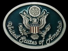 TE01135 VINTAGE 1970s UNITED STATES OF AMERICA PATRIOTIC BELT BUCKLE