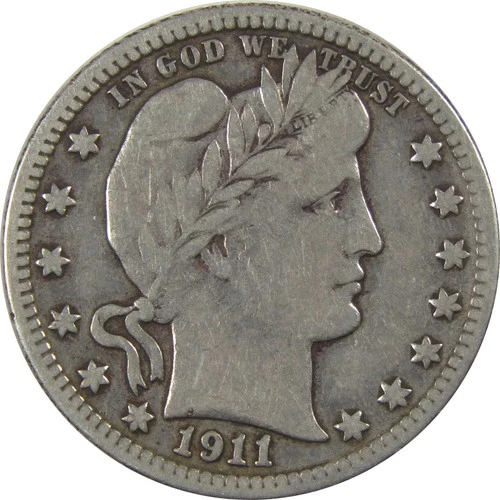 1911 S Barber Silver Quarter VF Very Fine Details 25c Coin SKU:I24494
