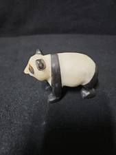 Vintage Hand-Carved Stone Panda Figurine – 2.75" Tall × 4" Long – Made in...