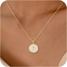 Cross Necklace for Women Trendy, Dainty 14K Gold Plated Pearl Cubic Zirconia Cro
