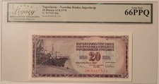 Yugoslavia 1978 20 Dinara Bank Note Gem New 66 PPQ Legacy Currency Grading