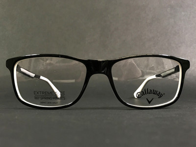 Callaway Eyeglasses Frames Greywolf BLK Black White Rectangle Full Rim 58-17-150