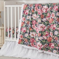 Baby Crib Bedding Sets for Girls Floral Allure Rose Garden Flowers 100 Cotto...