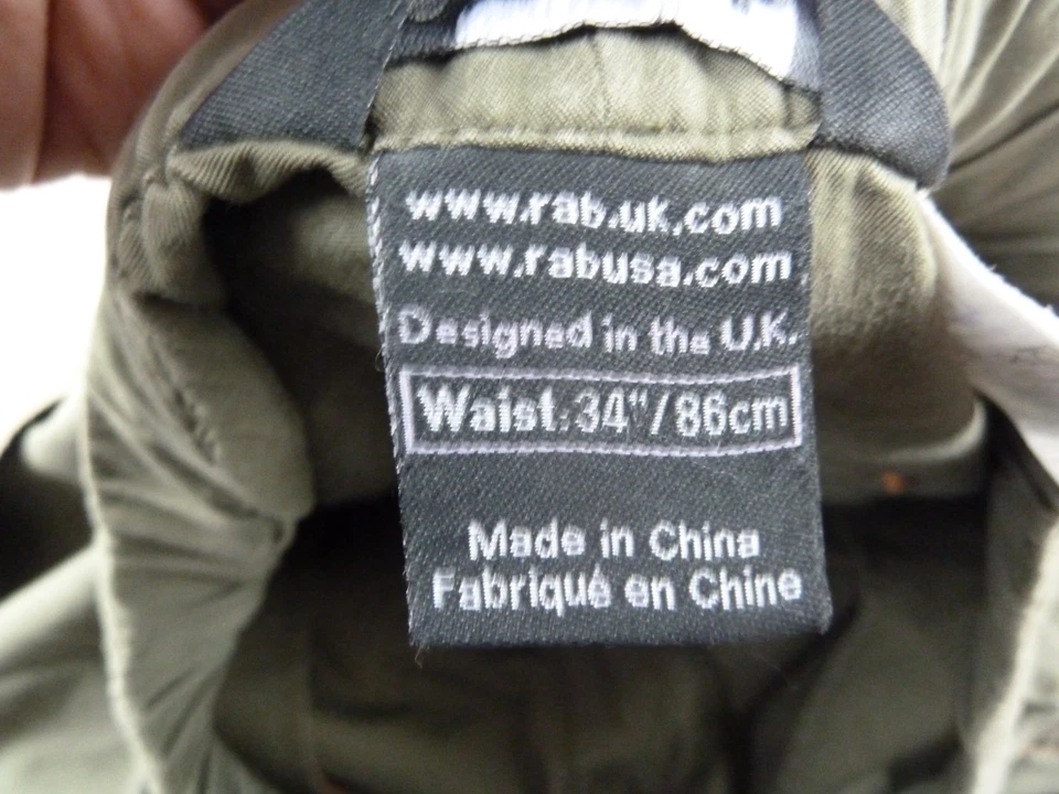 Pantalones Rab Capstone para Hombres Cintura Treinta y Cuatro Verde Mezcla de Algodón Ligeros Senderismo Foto 3 de 4