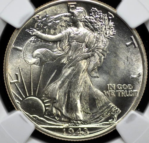 1943 WALKING LIBERTY HALF NGC MS 63 CLEAR, CRISP AND BRIGHT WHITE SILVER LUSTER