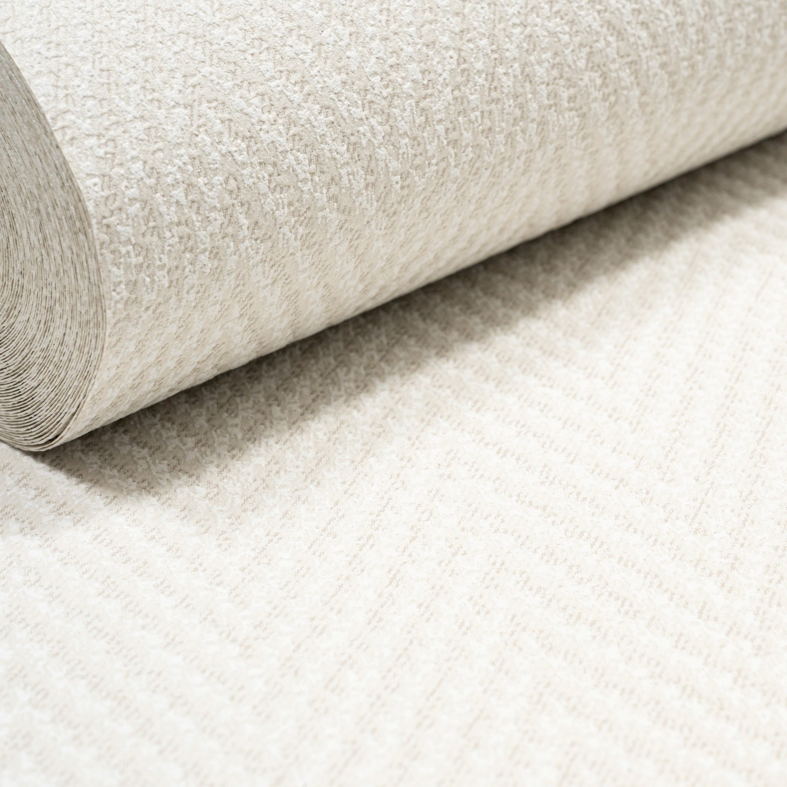 Light Cream Herringbone Wallpaper Textured Vinyl Paste the Wall Thick Plain