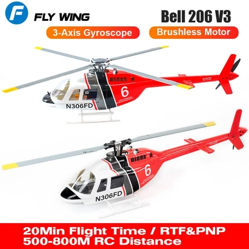 Fly Wing Bell 206 V3 6CH GPS 3D Auto Return Hovering Aircraft RC RTF Helicopter