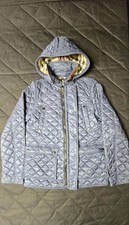 BURBERRY Kids 14Y Quilted Hooded Jacket Coat Blue Check Lined Removable Hood